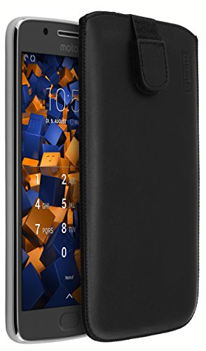 mumbi Echt Ledertasche kompatibel mit Lenovo Moto G5 Hülle Leder Tasche Hülle Wallet, schwarz