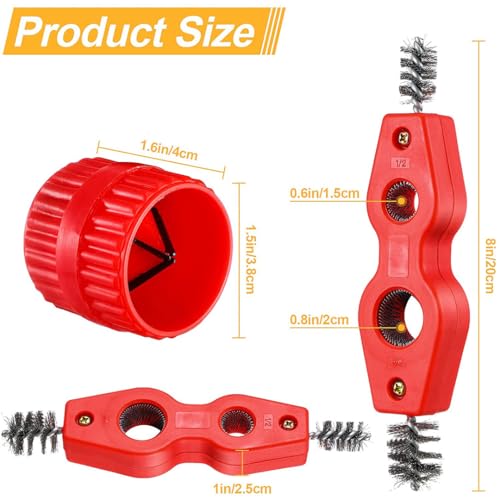 POFET 4pcs Copper Pipe Cleaner and Reamer Set, Pipe Cleaners,2 Copper Pipe Cleaners and 2 Reamers for Copper PVC and Flexible Steel Pipes