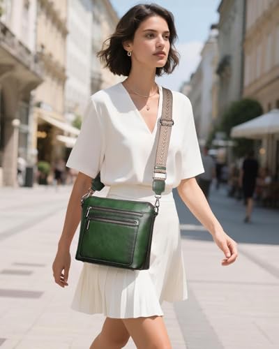 Image of COOLCY Genuine Leather Crossbody Bags for Women Purses and Handbags for Ladies with Multiple Pockets Shoulder Satchel Bag