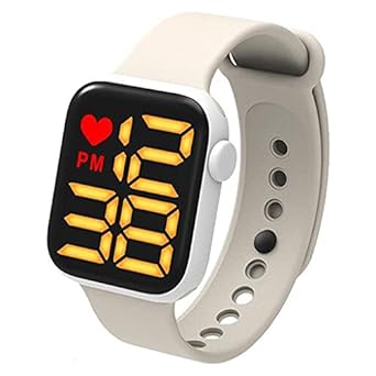 Digital Dial LED Display Smart Design Kids Watch for Boys & Girls (Cream)