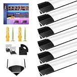 VEANANO LED Profile Diffuser for Led Strip Light Trunking 6Pack 3.3FT/1M Black V-Shape Aluminum Channel with Milky White Cover, End Caps and Mounting Clips Easy Installation