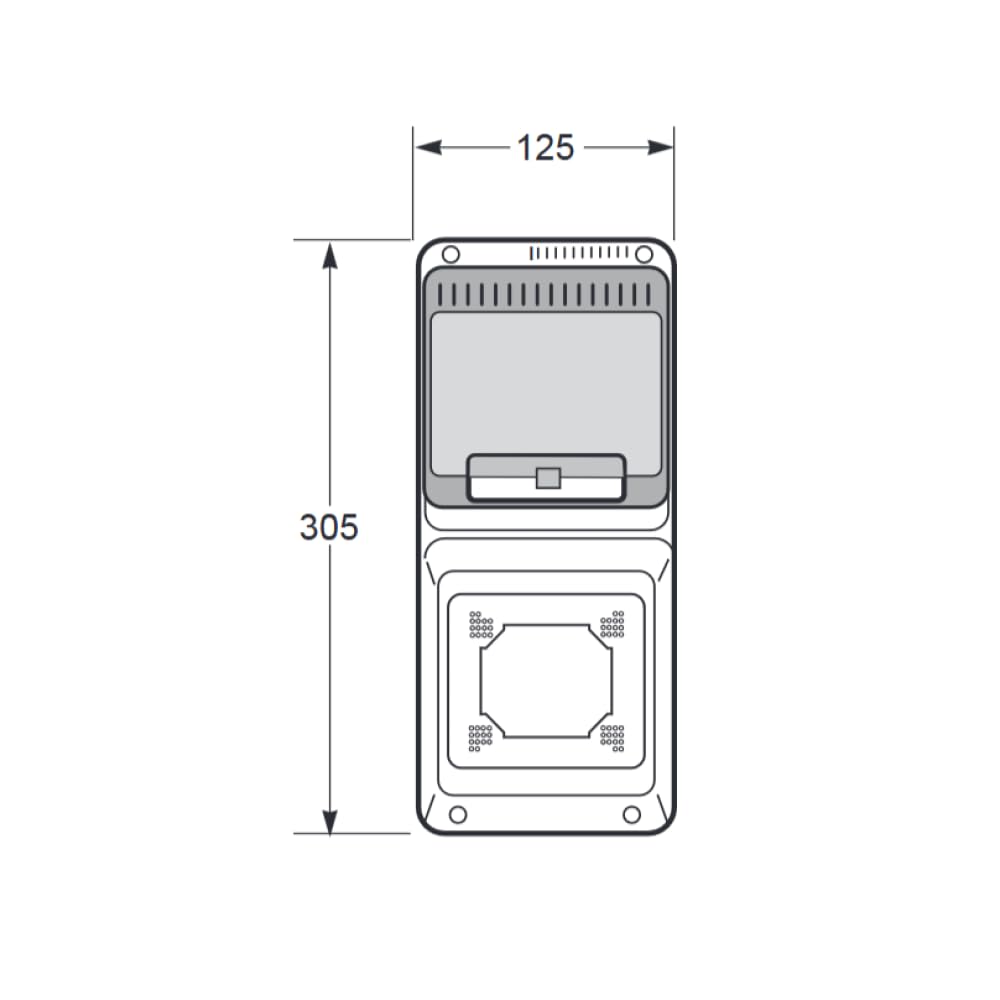 Quadro vuoto flangiato, 305x125x107mm, 6 moduli, 1 presa - Rosi RS3928
