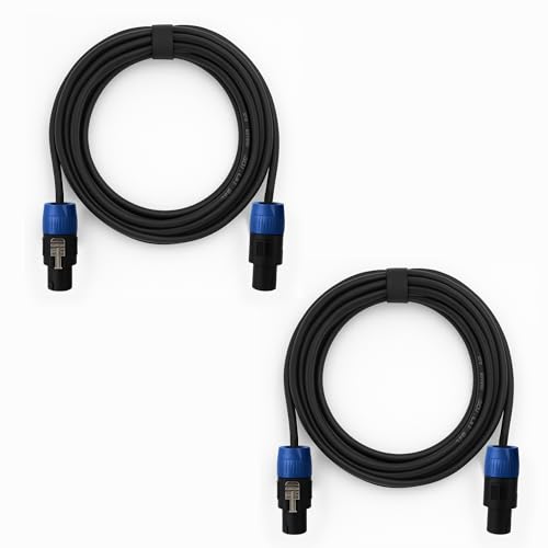Bowens 2-Pack Speakon Cables – Premium 16FT (5M) Speaker Cable Pair | Heavy-Duty Speaker Cord for Amps, PA Systems, DJ & Stage Audio