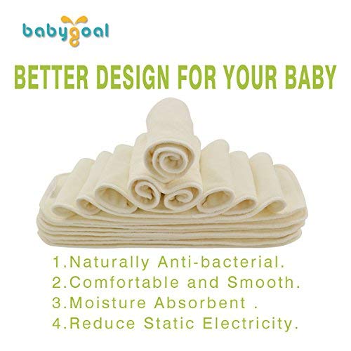 Miniatura 5 de babygoal Pañales de tela reutilizables, paquete de 6 + 6 piezas de microfibra + 16 piezas de rayón de insertos de bambú, tamaño único, fundas de