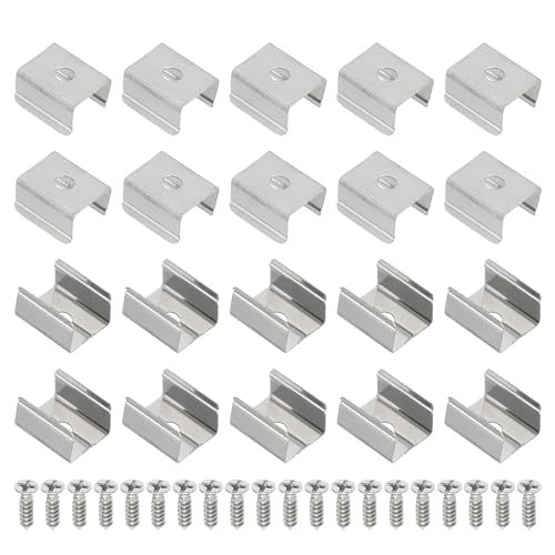 Image of PATIKIL LED Strip Clips, 60pcs Stainless Steel Mounting Brackets Fixing Clip Clamp Support Holder with Screws for 11mm to 12mm LED Strip Lighting Cable