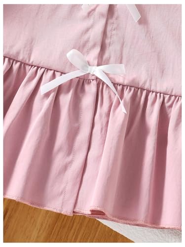 SweatyRocks Girl's Cute Bow Puff Half Sleeve Blouse Crew Neck Ruffle Peplum Tops4