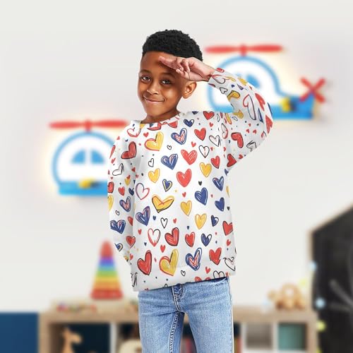 JUNZAN Cartoon Cute Love Hearts Little Girls Hoodie Sweatshirt Fleece Boys Sweat Shirt Sports 4T4