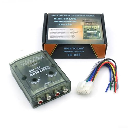 Yuanpgky PH388 - Convertitore audio per auto a quattro canali da alto a basso livello con sensibilità di ingresso regolabile e funzione di ritardo per bassi migliorati e rumore ridotto