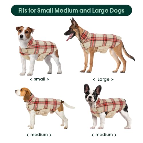 Image of Kuoser Waterproof Dog Coat, Warm Reversible Dog Jacket with Leash Hole