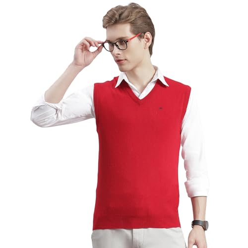 Image of Monte Carlo Off White Solid V Neck Sweater | Warm Woolen Pullover for Men | Soft Comfortable Knitted Winter Wear Sweater for Men's