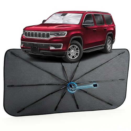 Image of Car Windshield Sun Shade for Jeep Wagoneer 2022-2026 -[Reflective Coated Fabric] Sunshade Umbrella for Front Window, Car Shades Sun Visor Keep Car Cool and Protects Interior, 1:1 Exact Fit