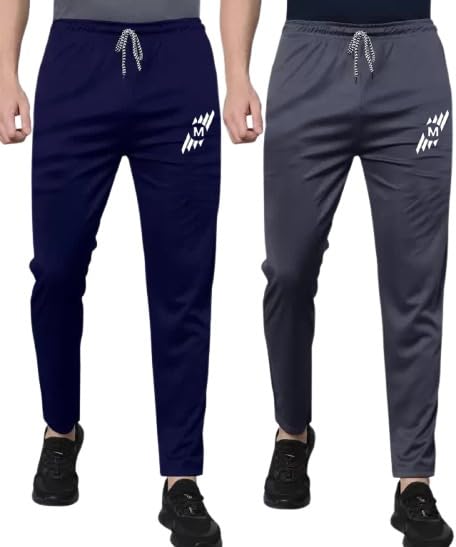 eystone Track Pants for Men || Activewear Pants || Men’s Joggers Polyester with 2 Side Zipper Pockets Casual Trousers Stretchable (Sports | Gym | Yoga) (M Logo)(Pack of 2)-picture-42