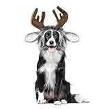 DELIFUR Dog Halloween Reindeer Costume - Pet Adorable Dress Up Costume Funny Animal Cosplay Outfit Adjustable Chritsmas Moose Hat for Medium Large Dog (Medium)