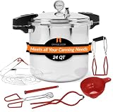 24qt Pressure Canner and Cooker Kit | Complete 7pc Canning Supplies Starter Set | Induction Pot, Gauge, Funnel, Jar Lifter, and Much More | Including Built In Safety Features