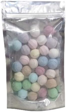 30 x Random Assorted Scented Bath Marbles Fizzers Mini Bombs Silver Gift Pouch