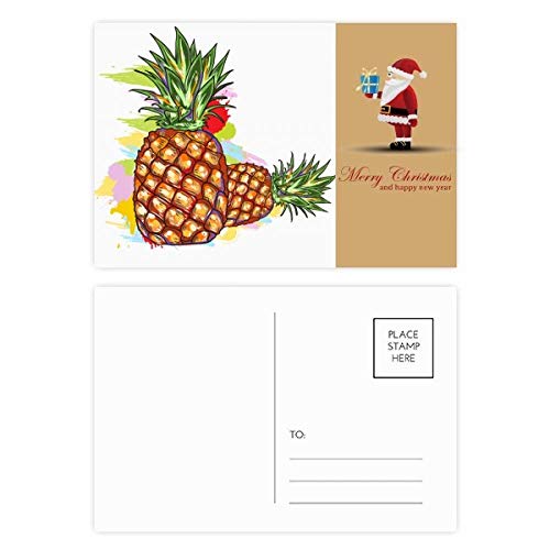 Cartes postales Ananas Couple Fruit Dessin Père Noël pour correspondance et vœux