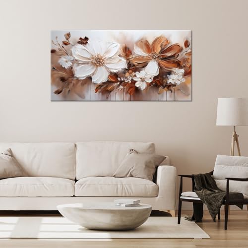 Tableau salon grand format Feeby fleurs blanches decoration murale moderne impression sur toile