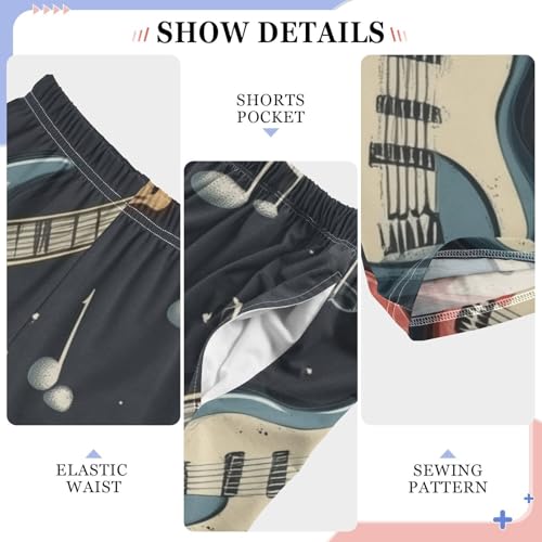 Rock Guitar Music Boys Long Pants Soft Trousers Elastic Waist Kids Lounge Bottoms with Pockets S-XL4