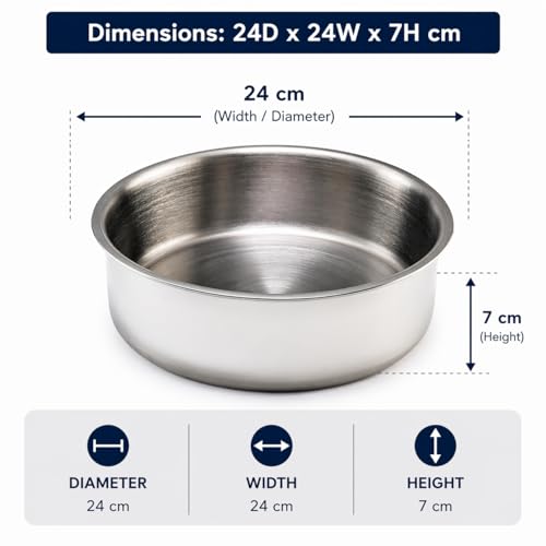 Image of JAGGERY Triply Stainless Steel Shallow Tope 2.5 Litre (22 cm) | Induction & Gas Compatible Patila | Fry Pan | Heavy Duty Stainless Steel Cookware