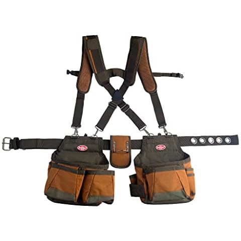 Bucket Boss - Airlift Tool Belt with Suspenders, Tool Belts - Original Series (50100), Brown, 52 Inch Cover