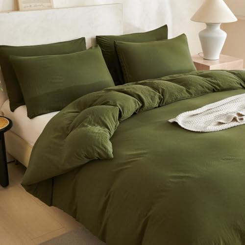 Parure de lit vert kaki en microfibre pour une chambre zen et décontractée - 5