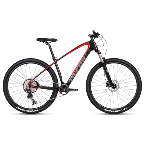 TRIFOX Carbon Fiber Mountain Bike with Shimano M6100 Deore Groupset 12-Speed,29er Carbon Mountain Bike,Carbon Fiber Frame, Hydraulic Fork 130mm Travel, Dual Hydraulic Disc Brakes, 17.5/19 inch