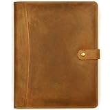 Leather Village Leather Portfolio Organizer - Professional Business Padfolio for Men & Women - Document Card Holder, Resume Folder, Folio for A4/Letter Size Writing Legal Pad- Tan Brown