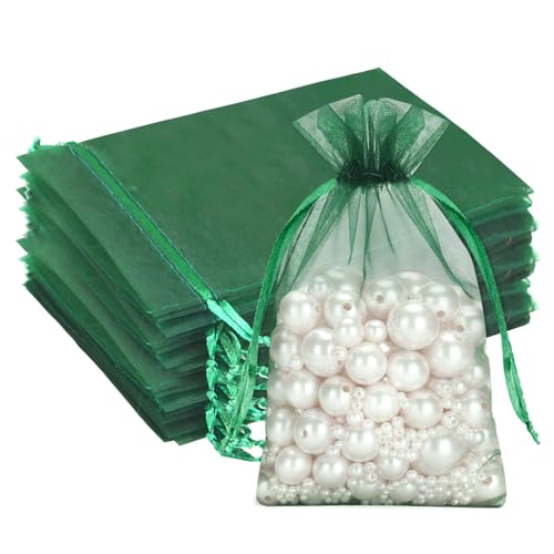 G2PLUS 50 Sacs Organza Vert Foncé: Pochette Cadeau Élégante et Réutilisable 10x15cm pour...