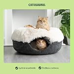 Peekaboo Cat Cave for Multiple & Large Cats Up to 30-45 Lbs, Fluffy Cat Beds for Indoor Cats, Scratch Detachable & Washable Tunnel Bed, Comfy Donut Cave (Dark Gray, Large (Calming)) - Image 5