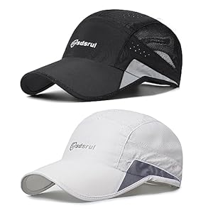 2 Packs Quick Dry Mens Baseball Cap,Sports Lightweight Running Caps Hat,Breathable Folding Mesh Adjustable Sun Hats, Summer UV Protection Outdoor Hats For Hiking Walking Climbing Fishing