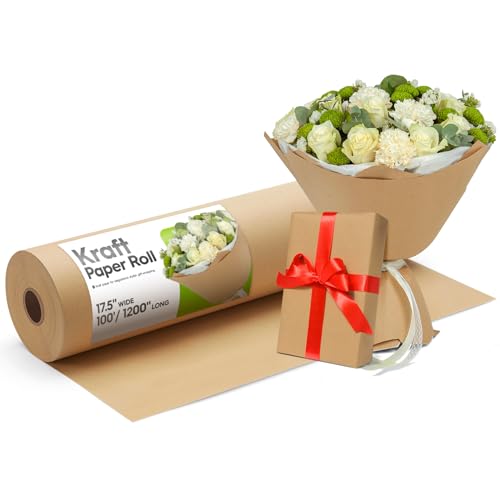 METRONIC Brown Kraft Paper Roll 17.5"x 1200"(100'), Craft Wrappin...