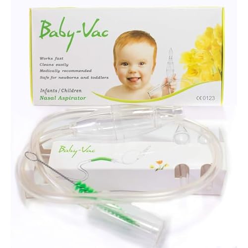 Clinically Tested Baby Nasal Aspirator – Vacuum-Powered Nose Sucker with Suction Head & Cleaning Brush for Safe and Gentle Relief