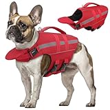 Dog Life Jacket Dog Life Vest for Swimming Boating with Detachable Front Chin Float High Buoyancy Pool Lifesaver Adjustable Reflective Ripstop Pet Preserver with Rescue Handle(Red, M)