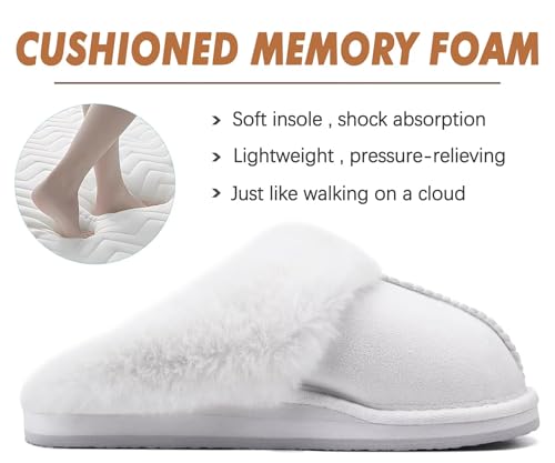 Image of KuaiLu Womens Cozy Memory Foam Slippers Ladies Fuzzy Faux Fur Lined Warm Arch Support House Shoes Slip on Comfy Winter Scuff Indoor Outdoor Rubber Hard Sole