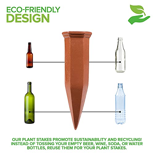 Modern Innovations Ceramic Terracotta Self Watering Spikes (10 Pack) Vacation Automatic Plant Waterer Devices, Indoor/Outdoor Planter Insert, Terra-Cotta Stakes For Potted Plants, Auto-Water System #TOP4