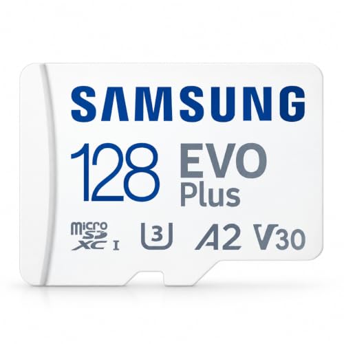 SamsungEVO Plus 128GB microSDXC Memory Card + SD Adaptor, Up to 160MB/s UHS-I, C10, U3, V10, A3, Upgrade microSD Storage for Phones, Tablets, Gaming C