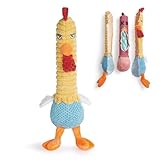 Nocciola 3 in 1 Rip and Reveal Chicken Dog Toy, Suprise Toys Inside- Durable Stuffed Squeaky Crinkle Chew Animal Toy for Medium Large Breed, Funny Cute Teething Keep Busy Pet Supplies