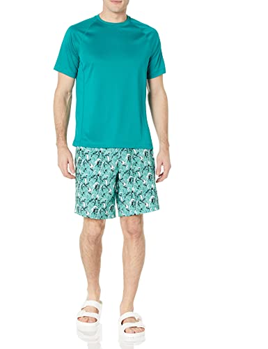 Amazon Essentials AEWSW03SS23_S_TURQUOISE GREEN, TROPICAL Men'S Board Shorts, Turquoise Green Tropical Leaves thumb #3