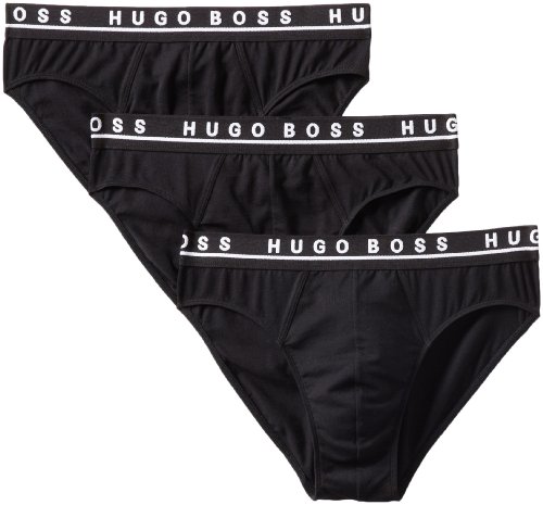 BOSS HUGO BOSS Men's Cotton Stretch 3 Pack Mini Brief, Black, Medium