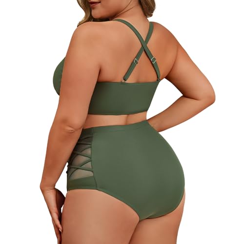 Image of American Trends Womens Plus Size Bikini Set - Tummy Control, High Waisted 2 Piece Swimsuits Bathing Suits