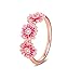Produktbild FUNSHOPP 2020 Spring Pink Daisy Flower Trio Ringe für Frauen 925 Silber DIY passt für Original Pandora Armbänder Charm Modeschmuck (52#)