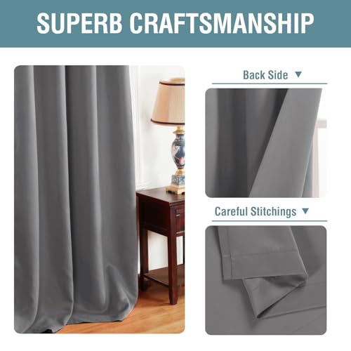 Image of H.VERSAILTEX Ultra Soft and Thick Blackout Bluish Gray Curtains for Bedroom /Living Room 63 Inches Length, Energy Saving Classic Window Panel, Thermal Insulated Curtain Grommet (1 Panel), 52'W x 63'L