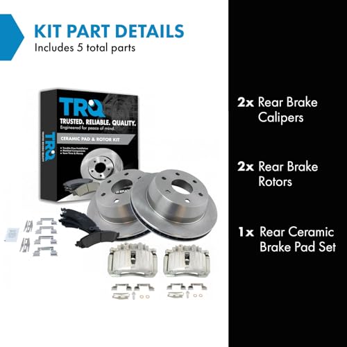 Image of TRQ Rear Brake Rotors Premium Posi Ceramic Pads & Caliper Kit for GM Truck