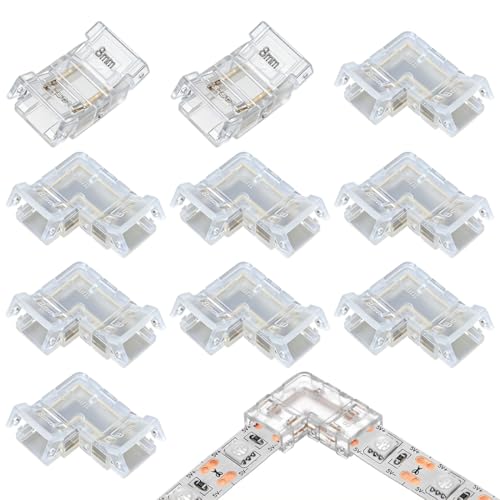 MOLZINY 10 Pezzi Connettori per Strisce, 2 Pin 8mm Connettore