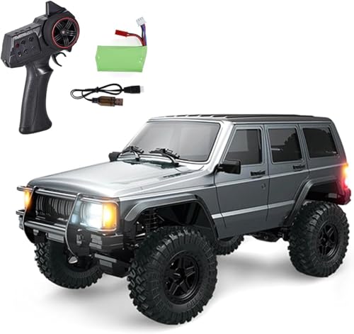 Image of KIZJORYA 1 /18 Four Wheel Drive Remote Control Rock Crawler 8562-C8809 Rc Multi-Terrain Off Road Car 3Speed Motor Esc Servo Light System Battery (Grey)