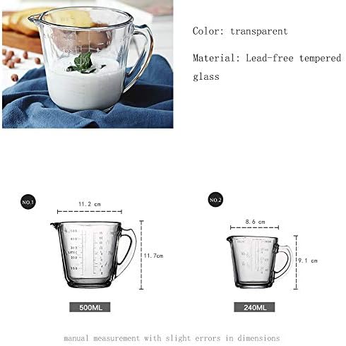 Measuring Jug Glass, HARLIANGXY 500ML Kitchen Measuring Cups, Heat Resistant Borosilicate Glass, Glass Scale Value, Dishwasher, Microwave and Oven Safe