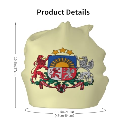 National Emblem of Latvian Children Hip Hop Knitted Hat Kids Elastic Leisure Knit Cap Warm Sleep Beanies Black2