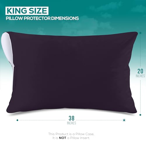 Image of Utopia Bedding Premium 100% Waterproof Pillow Protectors with Zipper King Size (Set of 2), Bed Bug and Dust Mite Proof Zippered Pillow Covers, Pillow Encasement Cases, Purple