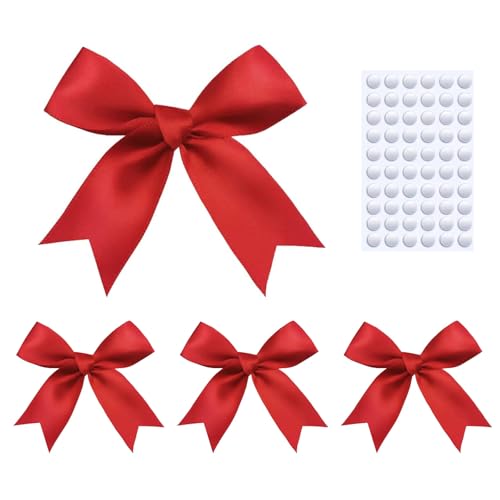 Elegant Gift Wrap Bows 50PCS 3.3 Inch Mini Satin Ribbon Bows for Crafts Treat Bags Cake Baking Christmas Party Decors Wedding Birthday Baby Shower Valentines (Vibrant Red)