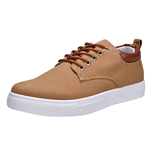 Zapatillas de lona para hombre, con cordones, para caminar, transpirables, informales, modernas, suela de goma, para correr, deportes al aire libre, Khaki, 41 1/3 EU